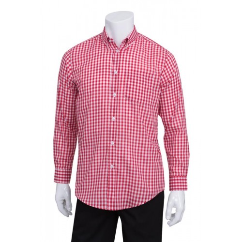 MENS RED GINGHAM DRESS SHIRT