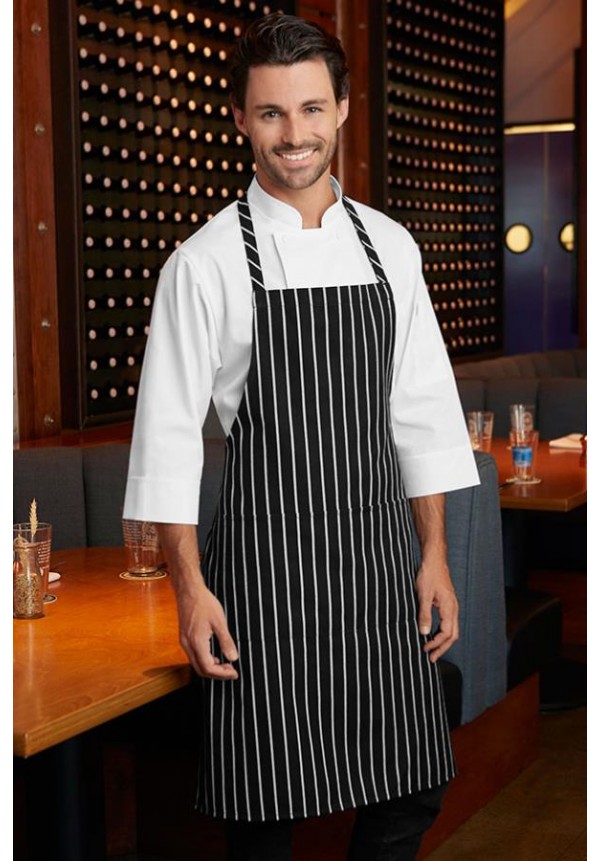 CHALK STRIPE BIB APRON